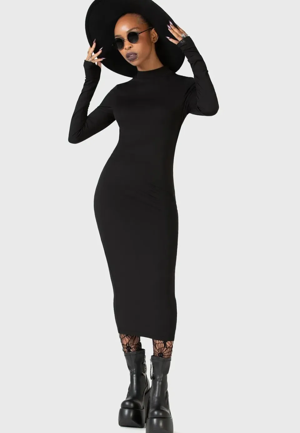 Impericon Flash Of Presence Midi Kleid schwarz