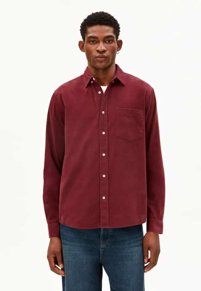 Impericon Corduroy Velvet Red Hemd bordeaux vegan
