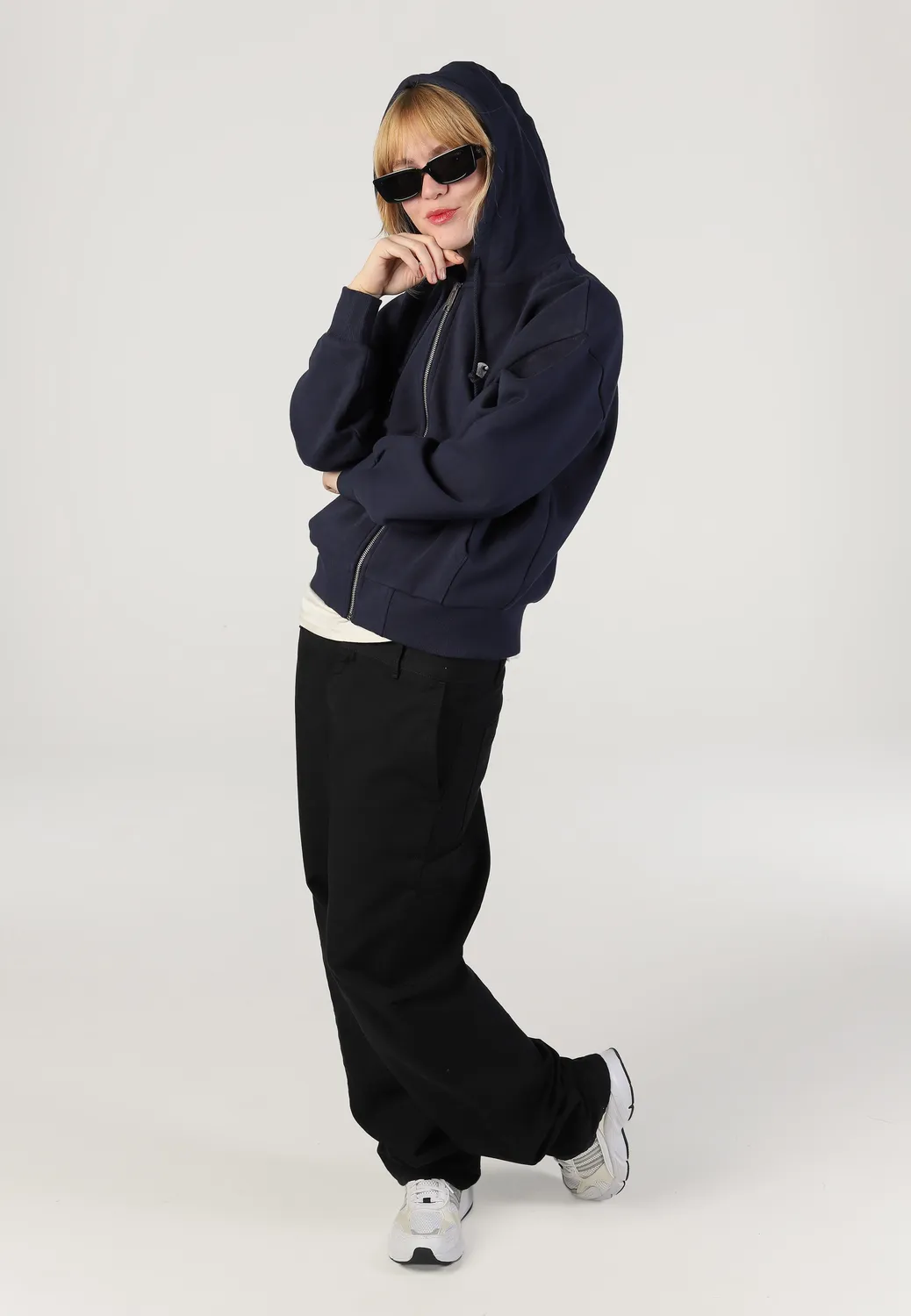 Carhartt Hooded Casey Zip Hoodie Dark Navy Silver Damen