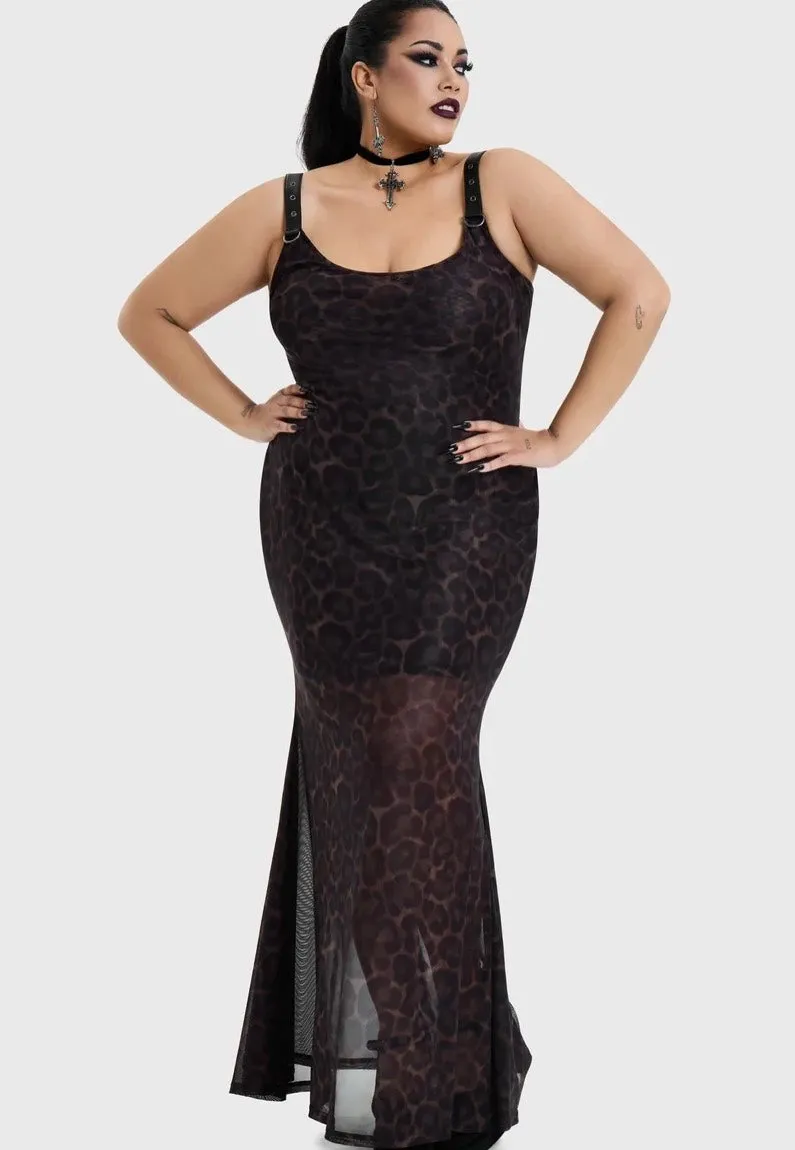 Impericon Leopard Maxi Brown Kleid Braun Mesh