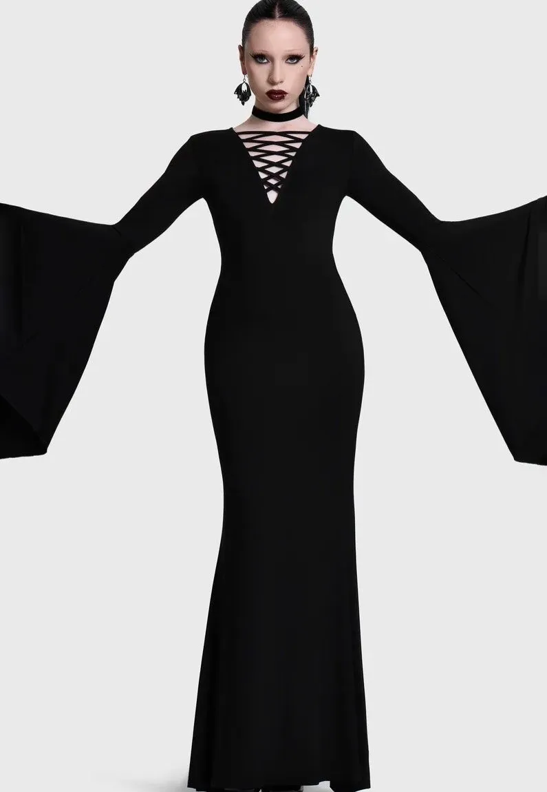 Impericon Seraphelle Maxi Black Kleid Schwarz Viskose
