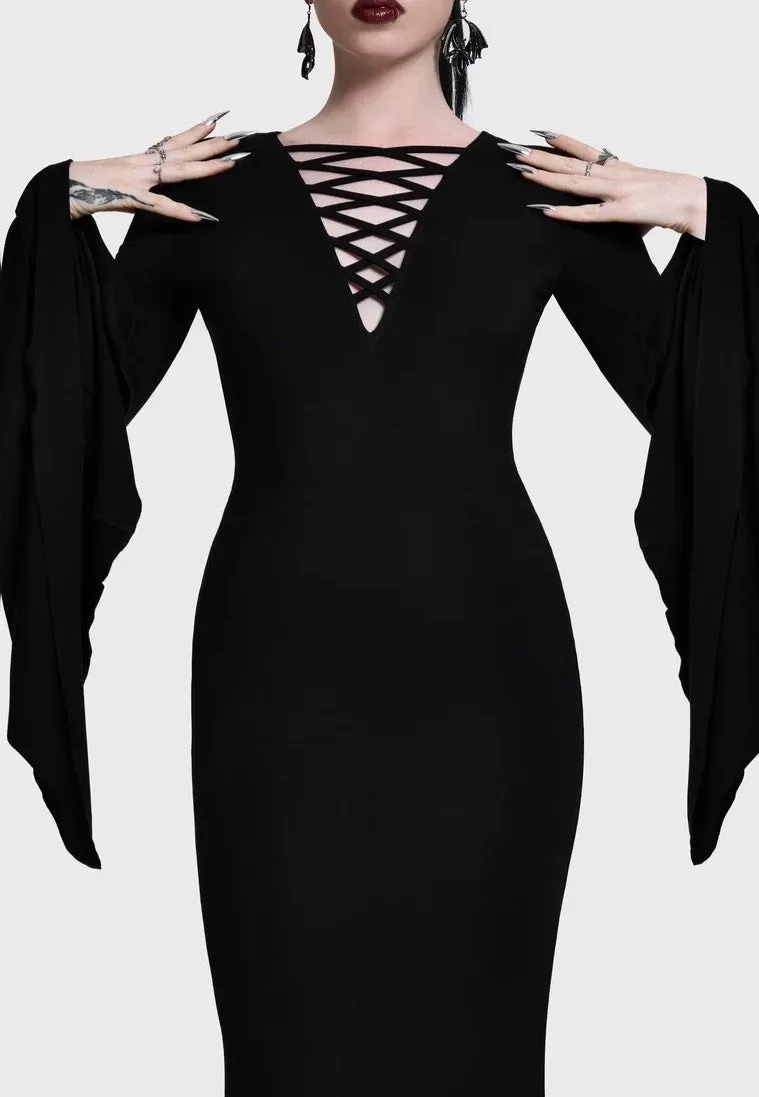 Impericon Seraphelle Maxi Black Kleid Schwarz Viskose