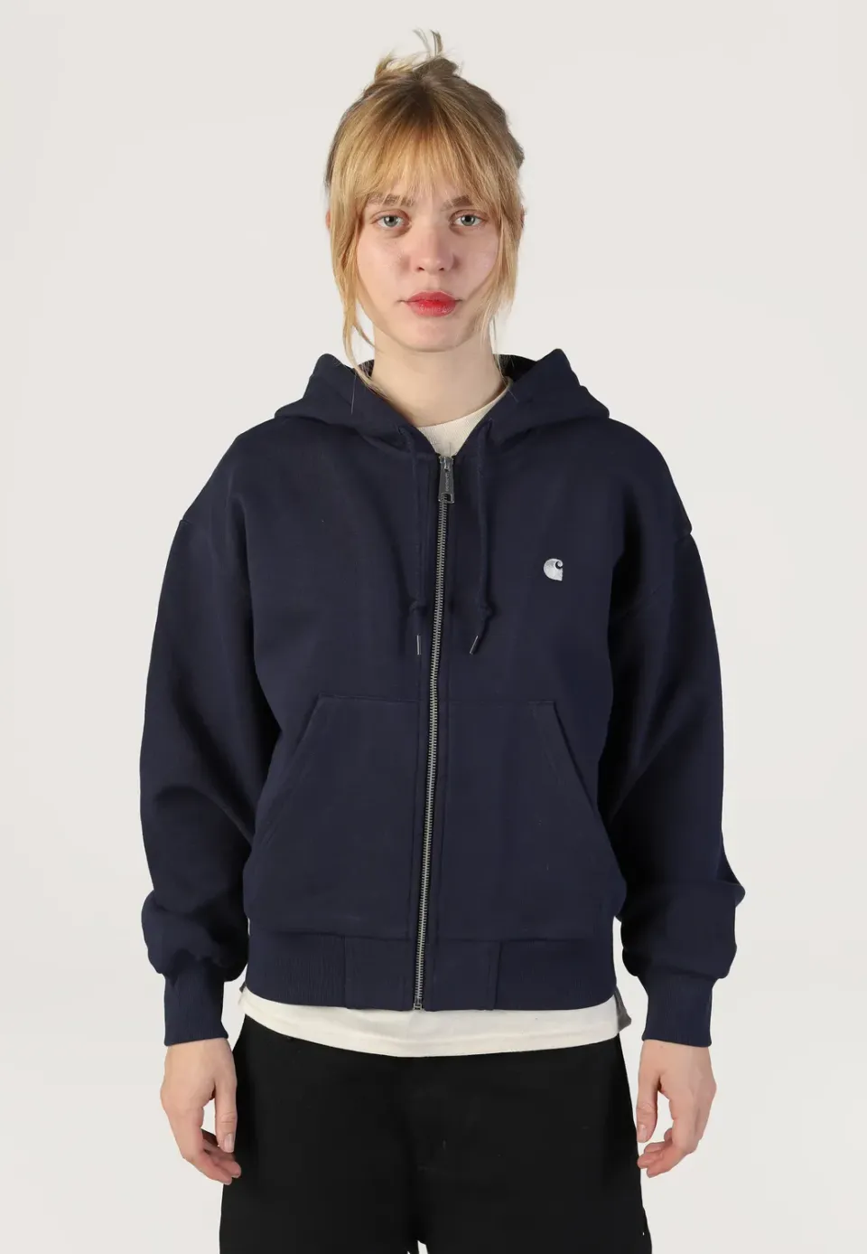 Carhartt Hooded Casey Zip Hoodie Dark Navy Silver Damen