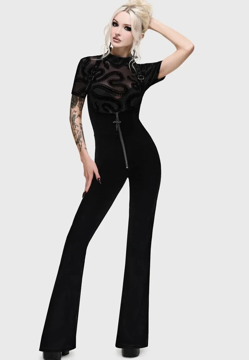Serpentes Black Oberteil Damen Mesh Kurzarm