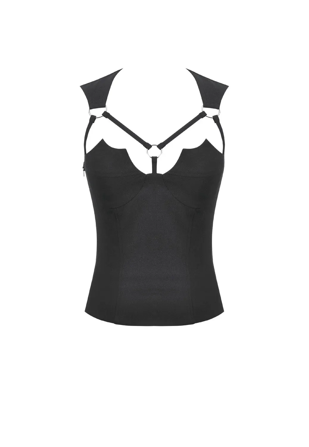 Impericon Dark Functional Style Metal Ring Strap Top