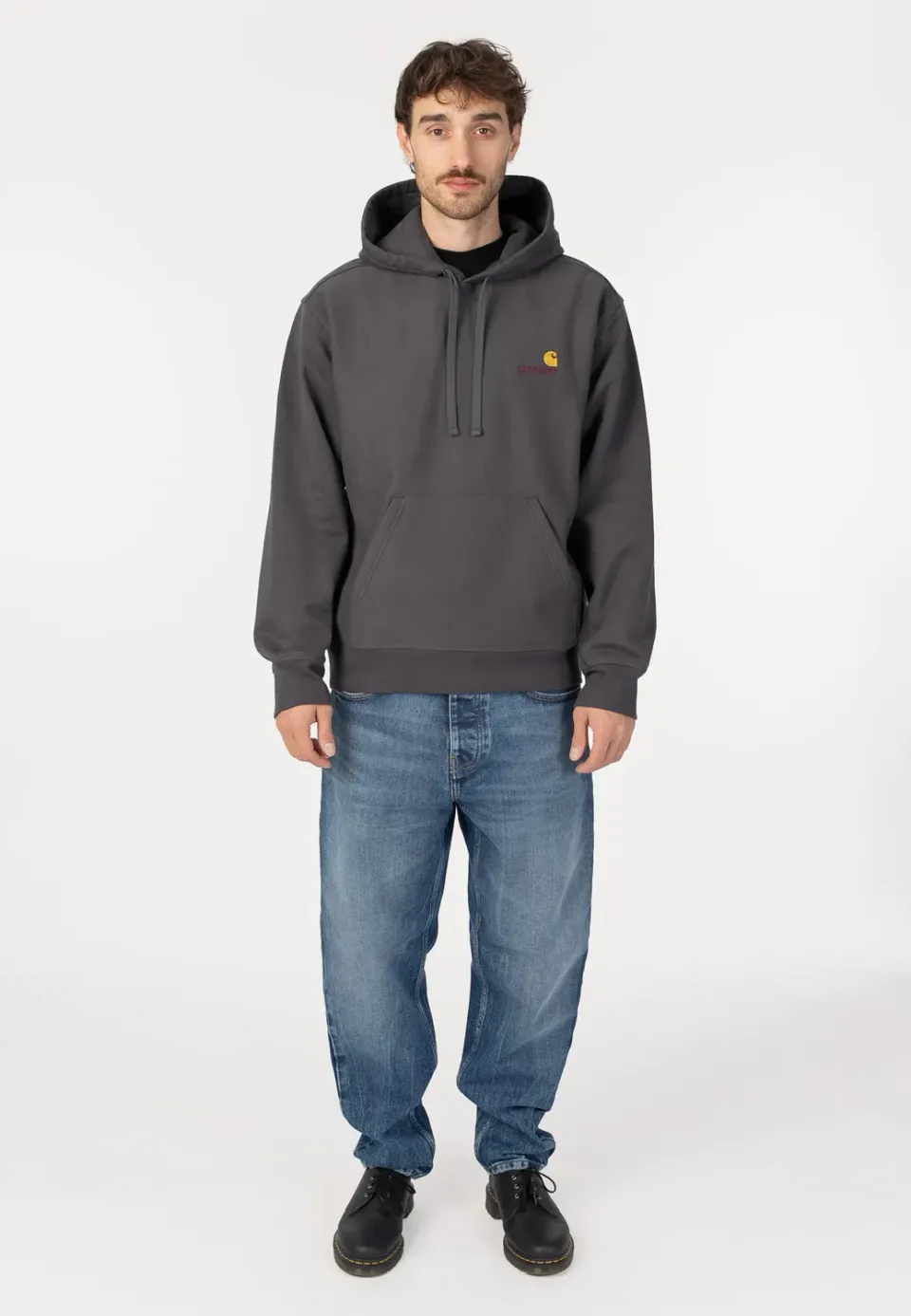 American Script Hooded Graphite Hoodie Größe L Grau