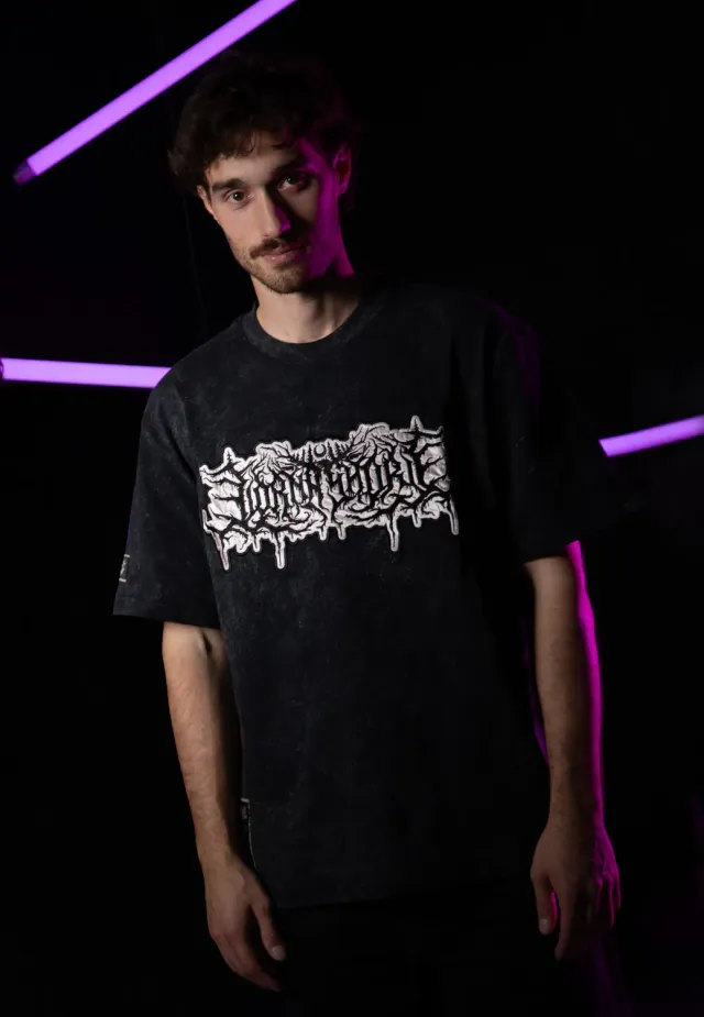 Impericon Logo Acid Wash Premium T-Shirt schwarz