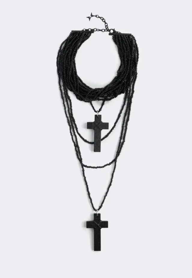 Impericon Penance Beaded Black Kette Schwarz Onesize Holz