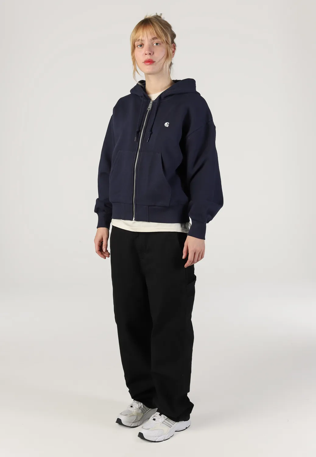 Carhartt Hooded Casey Zip Hoodie Dark Navy Silver Damen