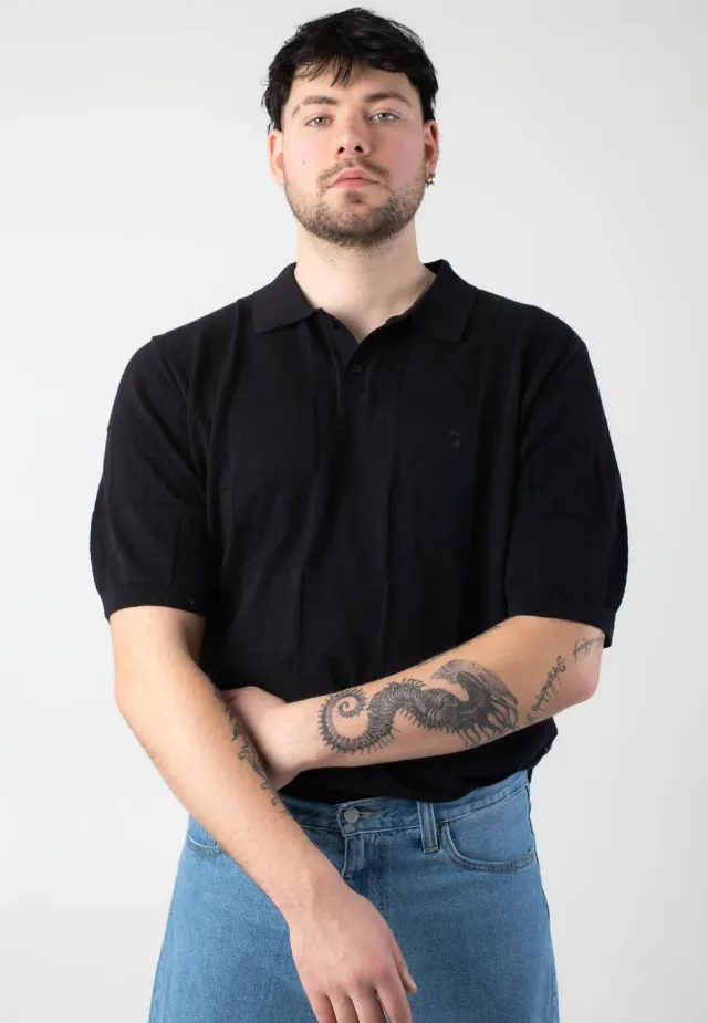Impericon Checker Black Polo schwarz Kurzarm
