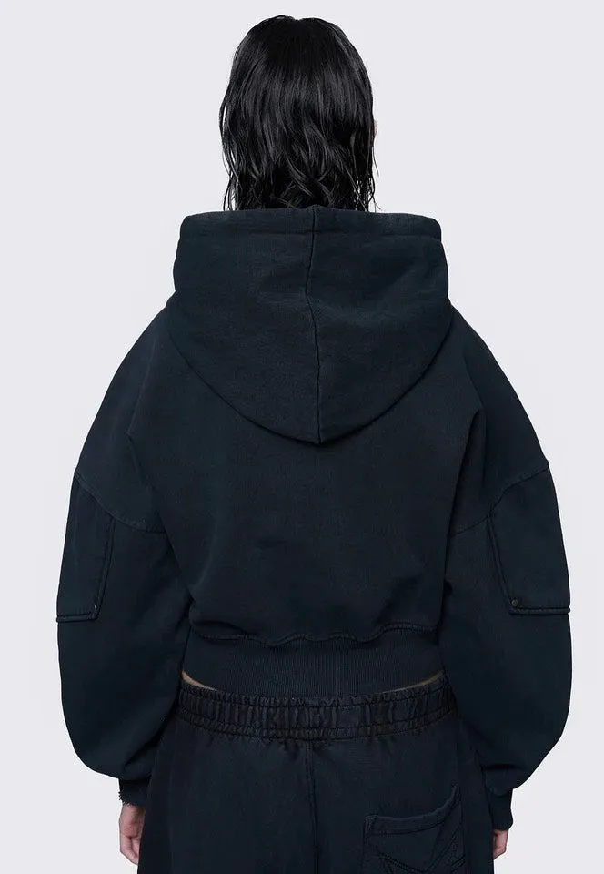 Impericon Ash Wash Cropped Hoodie schwarz