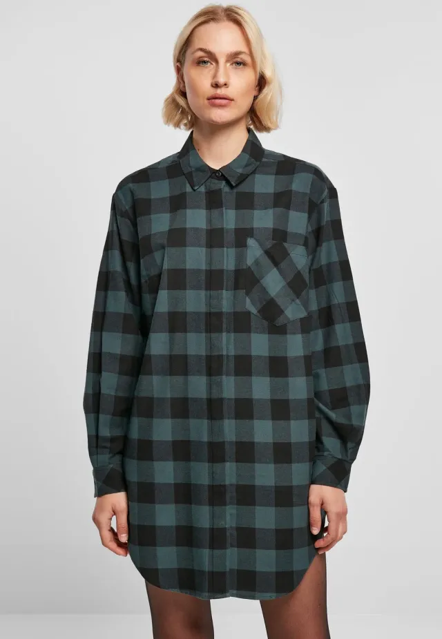 Impericon Ladies Oversized Check Flannel Kleid jasper