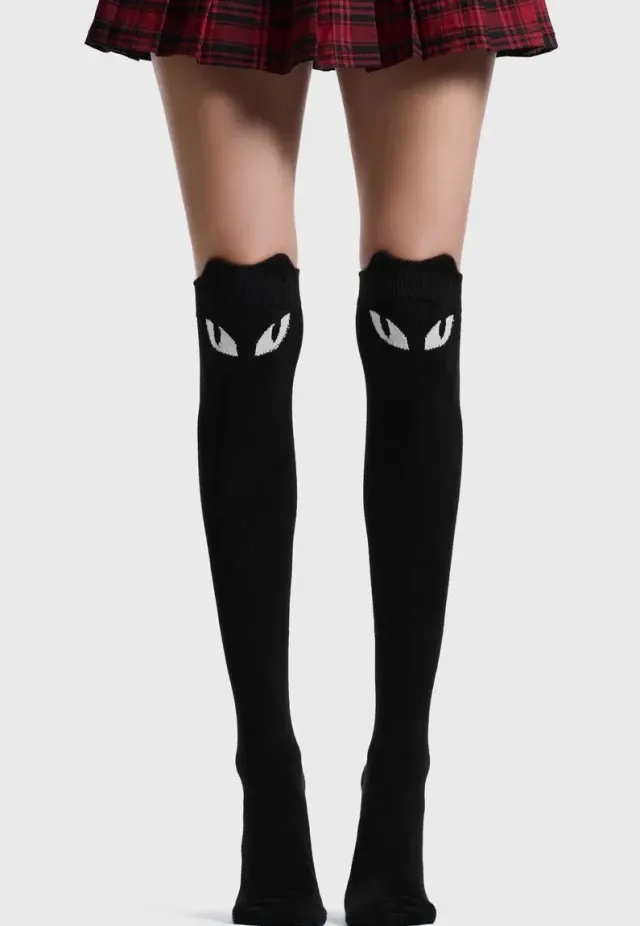 Impericon Keiko Kitty Knee High Socken schwarz