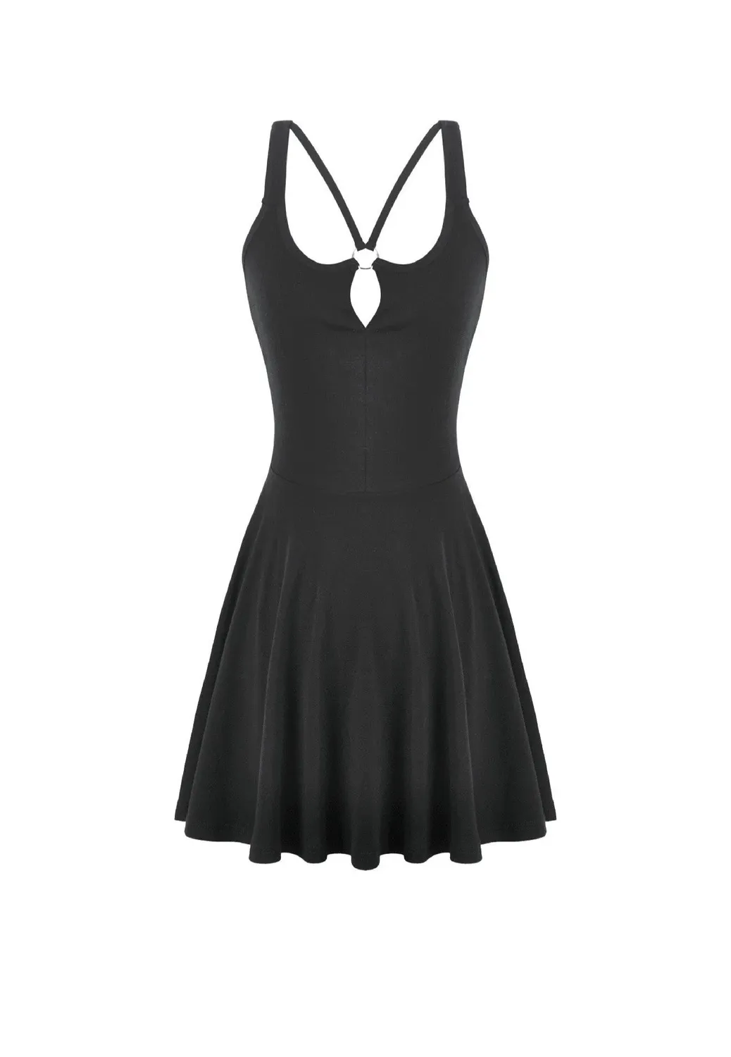 Dark Punk Cut Out Cross Straps Kleid schwarz Mini