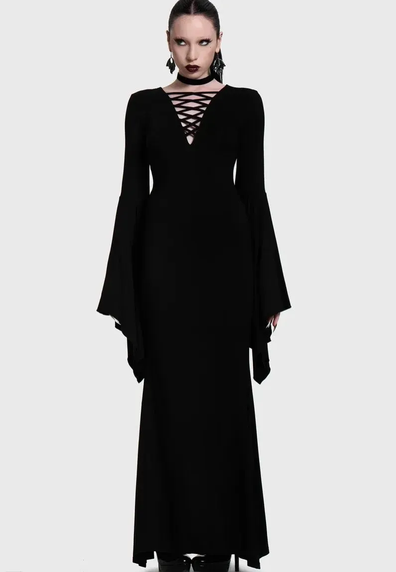 Impericon Seraphelle Maxi Black Kleid Schwarz Viskose
