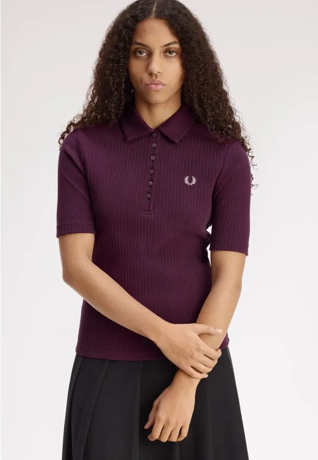 Impericon Wide Rib Plum Polo kurzarm plum Damen