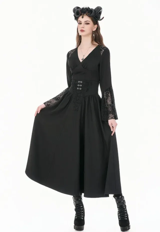 Impericon Gothic High Waist Rock schwarz Stickerei