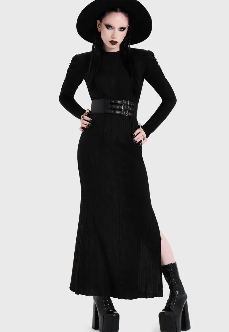 Impericon Noir Back Cut Out Maxi Black Kleid Schwarz Langarm