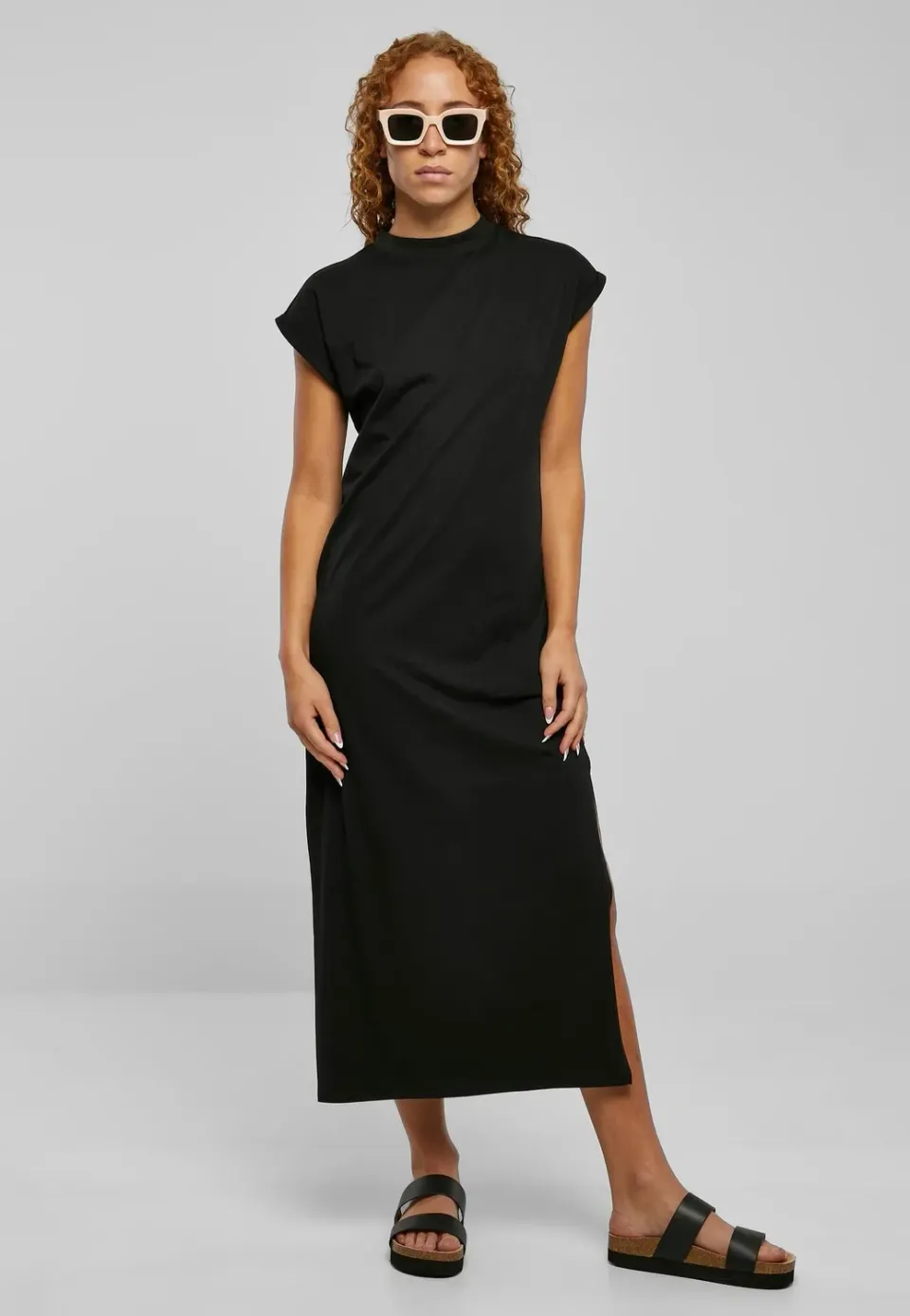 Impericon Ladies Long Extended Shoulder Kleid schwarz Maxi