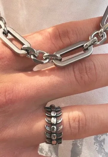 Impericon Stainless Spine Silver Ring Silber