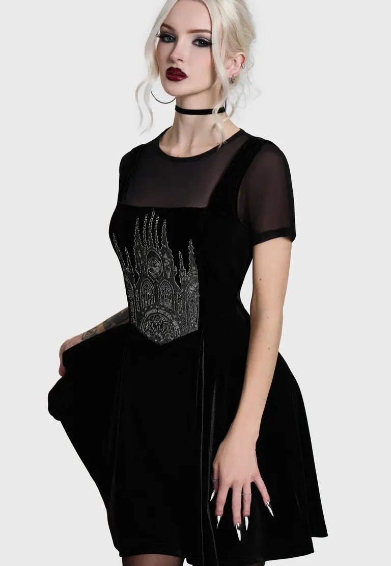 Impericon Cathedra Corset Mini Multi Kleid Samt schwarz