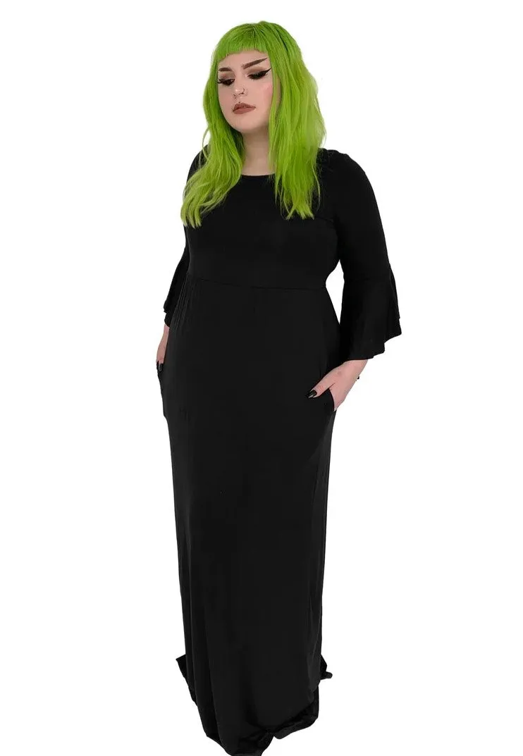 Impericon Blair Bell Sleeve Maxi Kleid Schwarz Lang