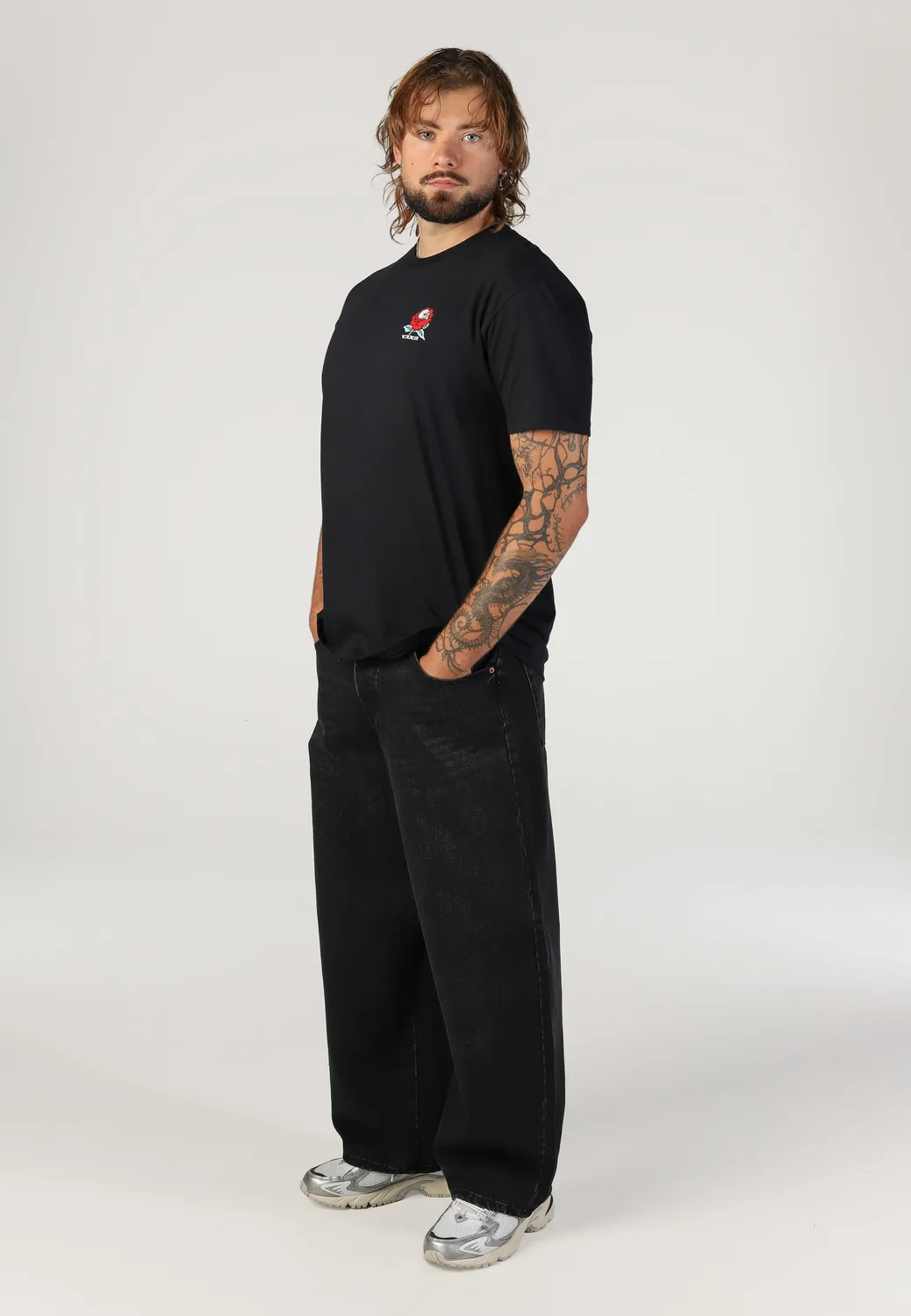 Impericon Kayce Barrel Black Denim Jeans Relaxed Fit schwarz