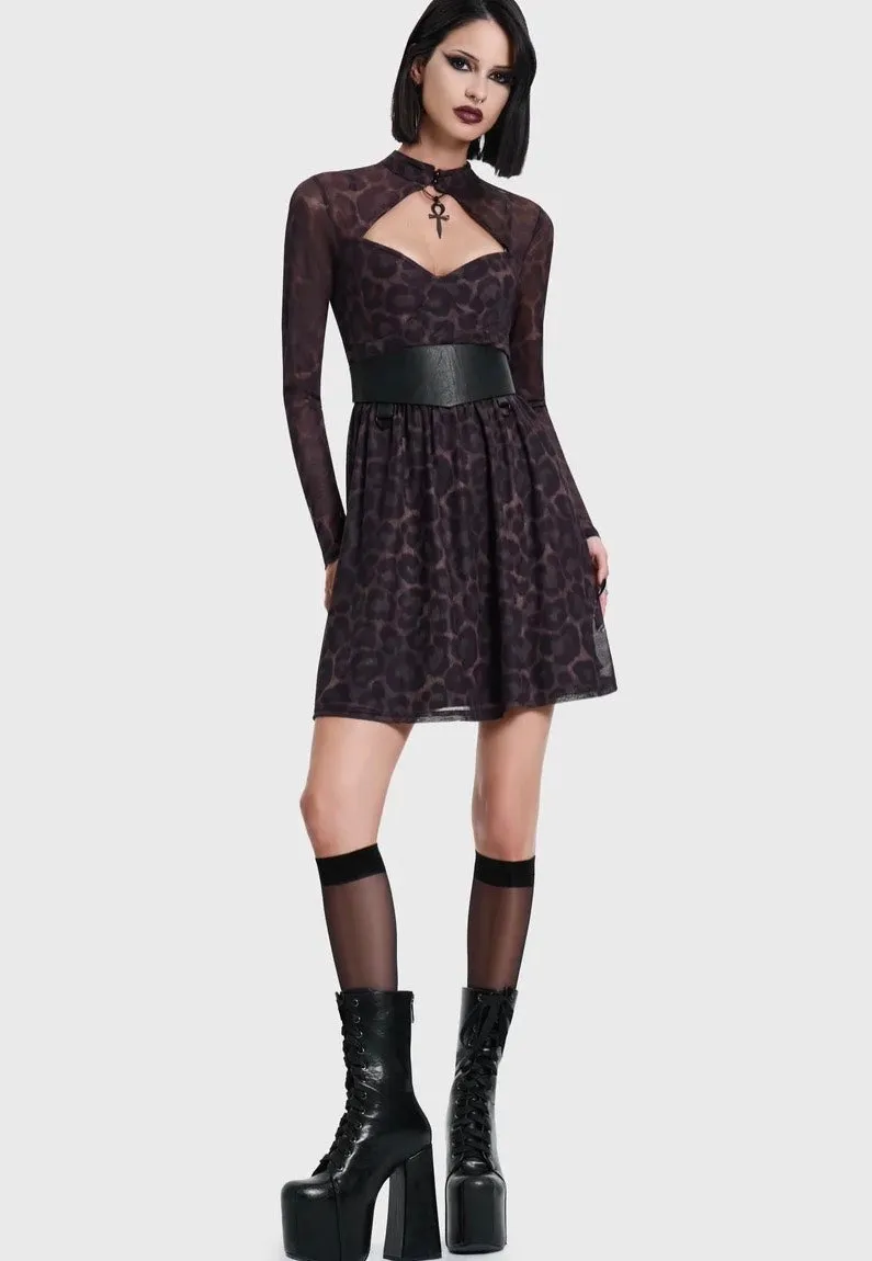 Impericon Leopard Mini Brown Kleid Mesh Braun Mini