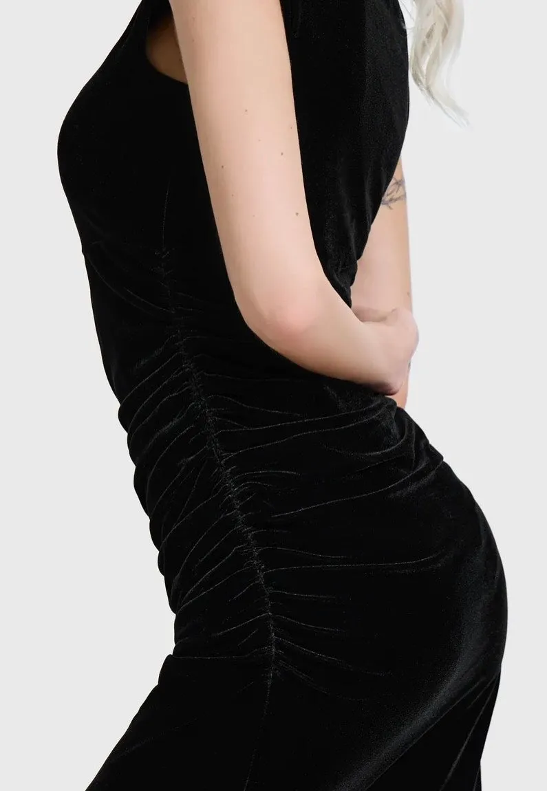Impericon Nova Velvet Knot Maxi Black Kleid schwarz