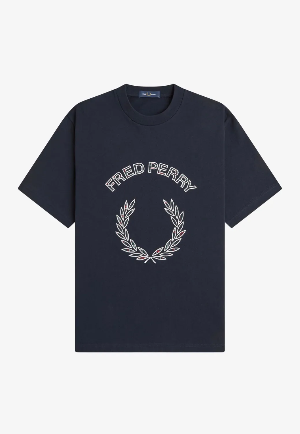 Tartan Applique Navy T-Shirt Streetwear