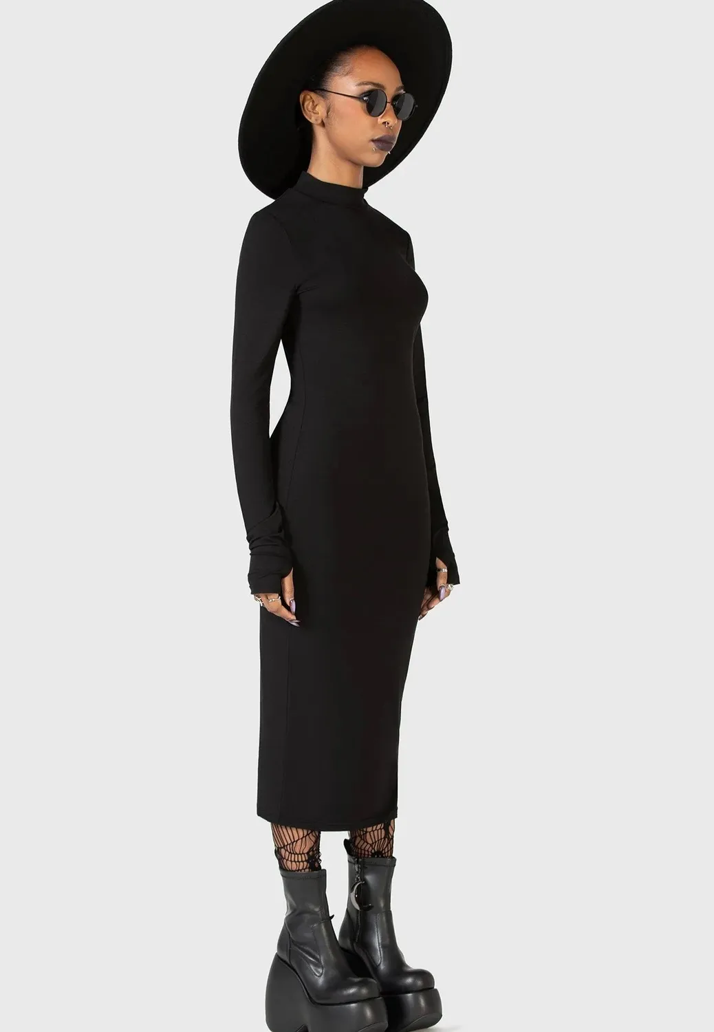 Impericon Flash Of Presence Midi Kleid schwarz