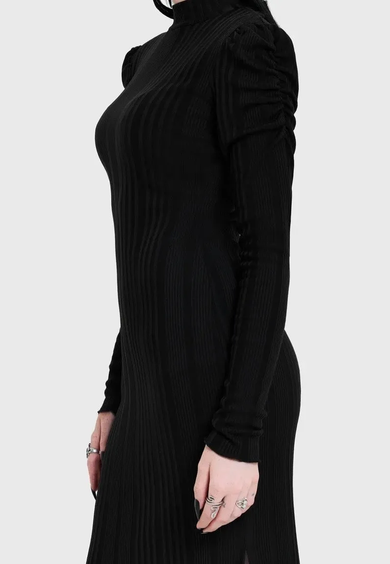 Impericon Noir Back Cut Out Maxi Black Kleid Schwarz Langarm