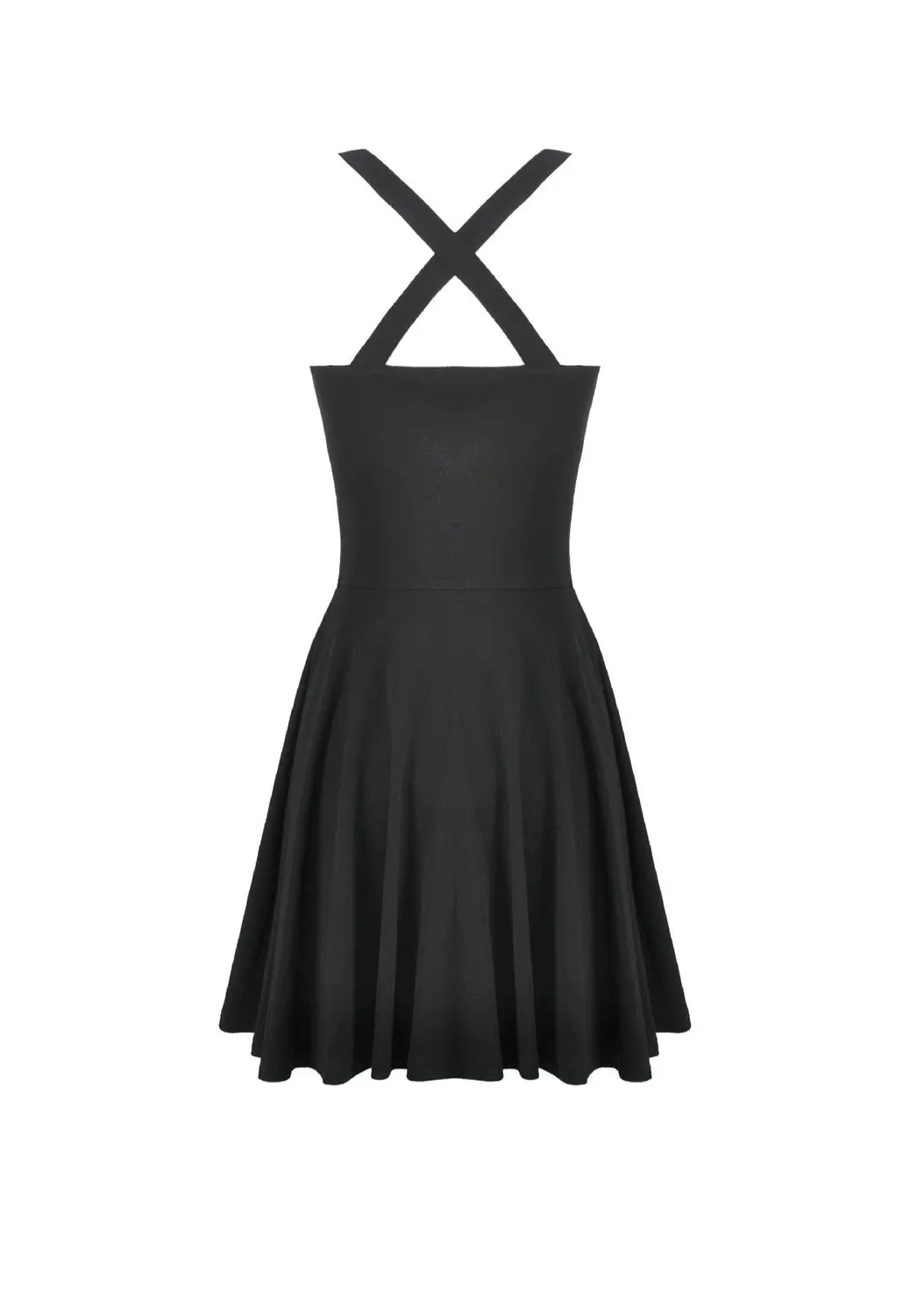 Dark Punk Cut Out Cross Straps Kleid schwarz Mini