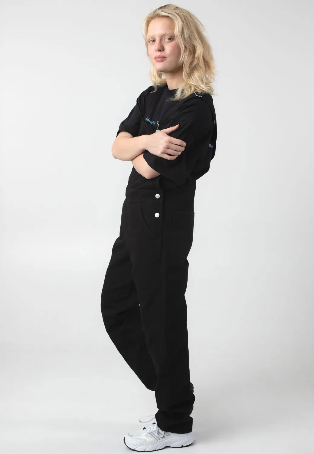 Impericon W' Bib Straight Rinsed Black Latzhose Denim