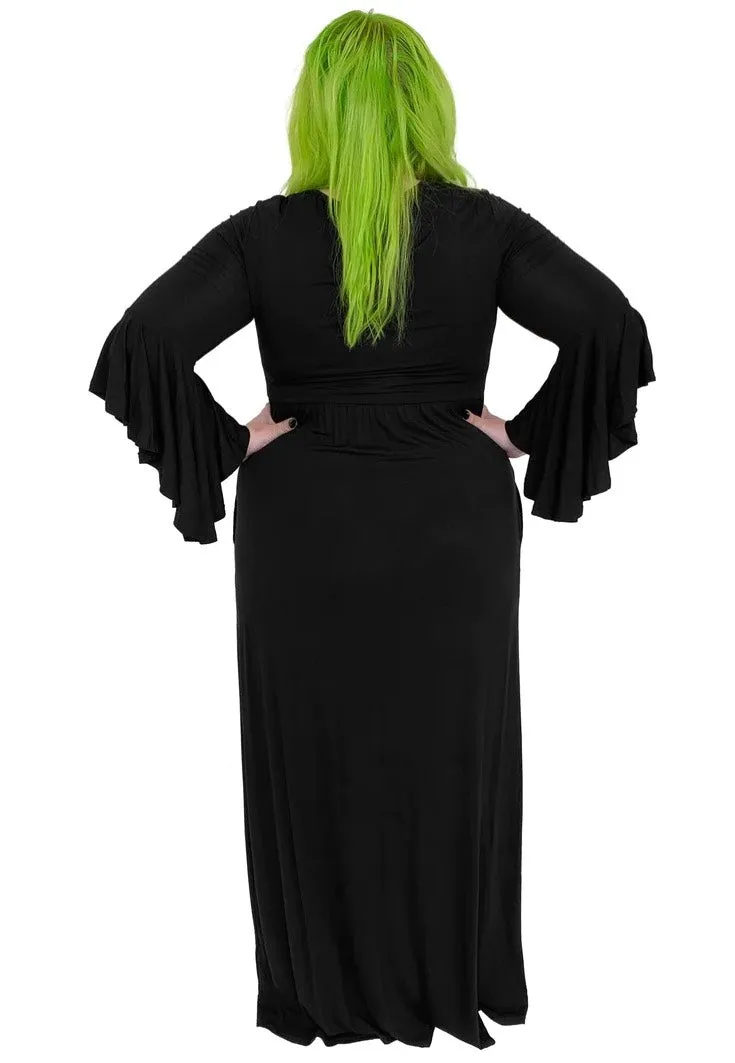 Impericon Blair Bell Sleeve Maxi Kleid Schwarz Lang