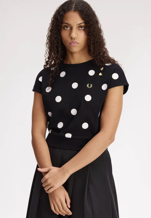 Impericon Flocked Polka Dot Oberteil Black Jersey
