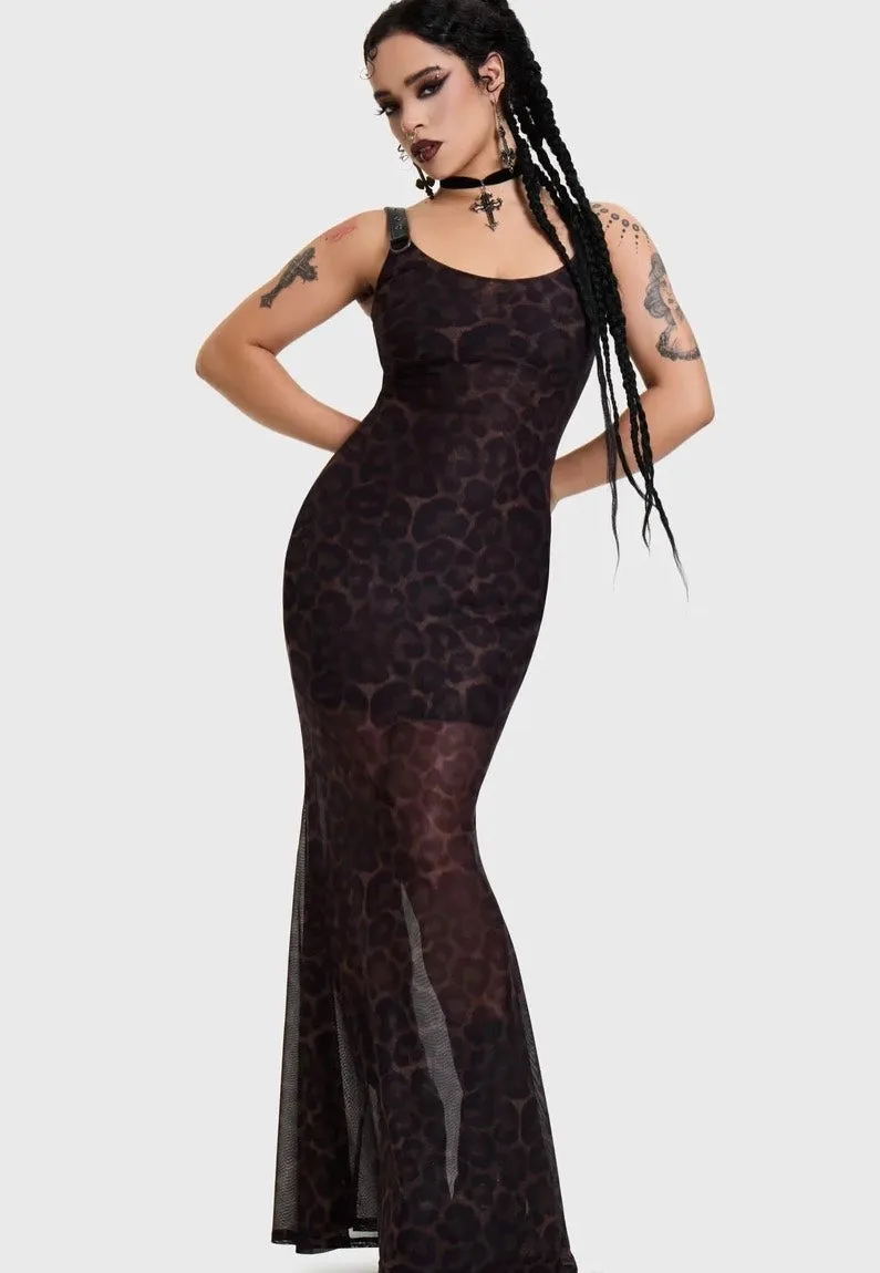Impericon Leopard Maxi Brown Kleid Braun Mesh